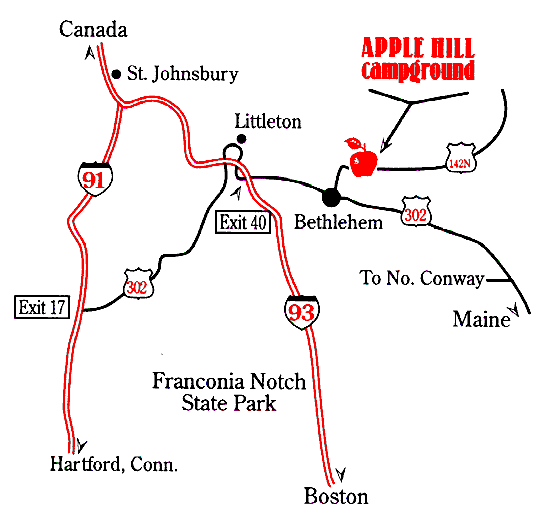 Map to Apple Hill Campground